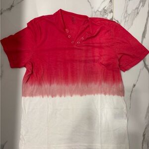 INC International Concepts Red and White Short Sleeve Tee